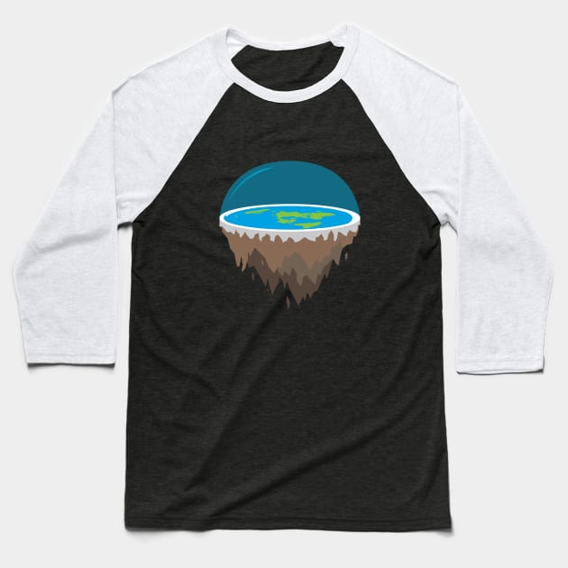 Flat Earth Baseball T-Shirt by silentboy